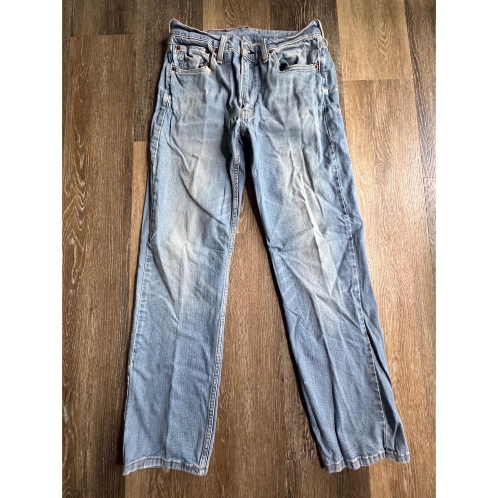 Levi 514 Straight Fit Jeans Mens 34x32 Light Wash Blue Good Denim Pants
